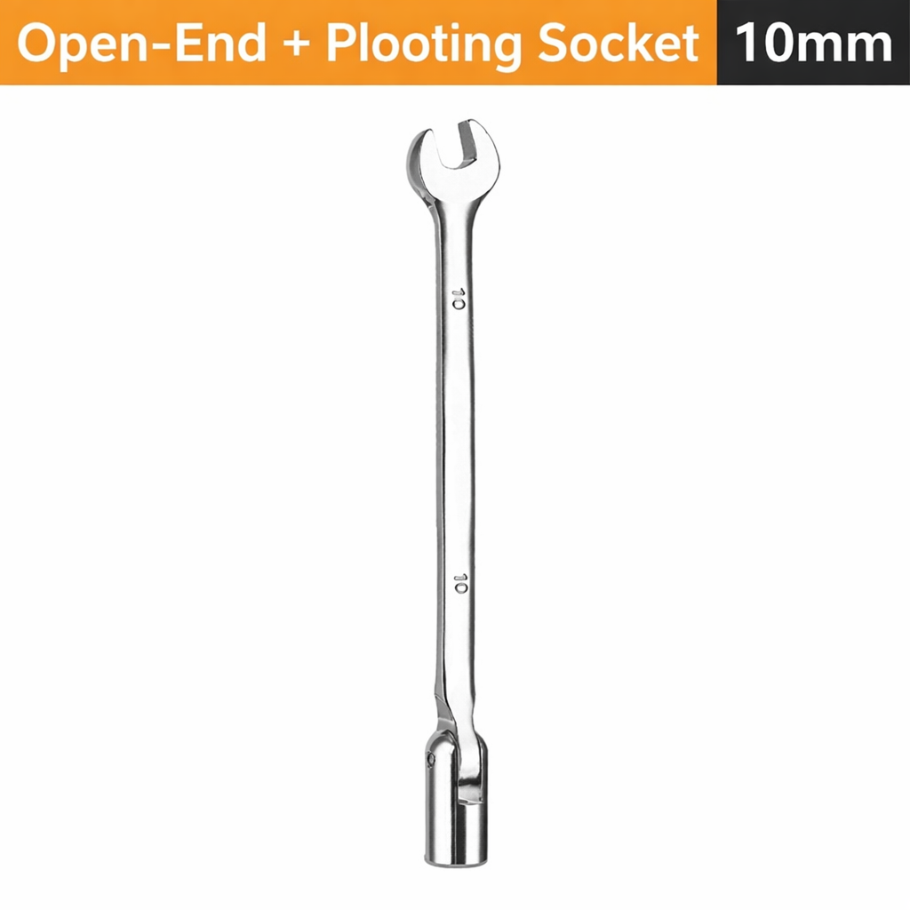 Diesel Injector Socket Wrench Set with Pivoting Heads & 10mm Open-End Spanner (M8–M12 Fuel Line Tool Kit) - Image 4