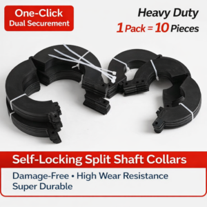 Heavy-Duty Snap-On Split Shaft Collars with Zip Tie Lock – Excavator & Industrial Shaft Clamp Set (10 Pieces)